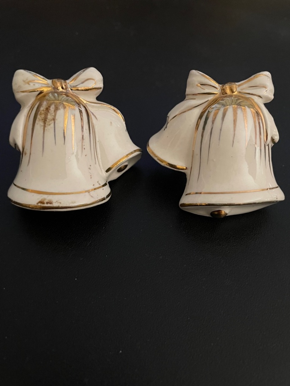 Ceramic White and Gold Bell Figurines - Home Accent Pair